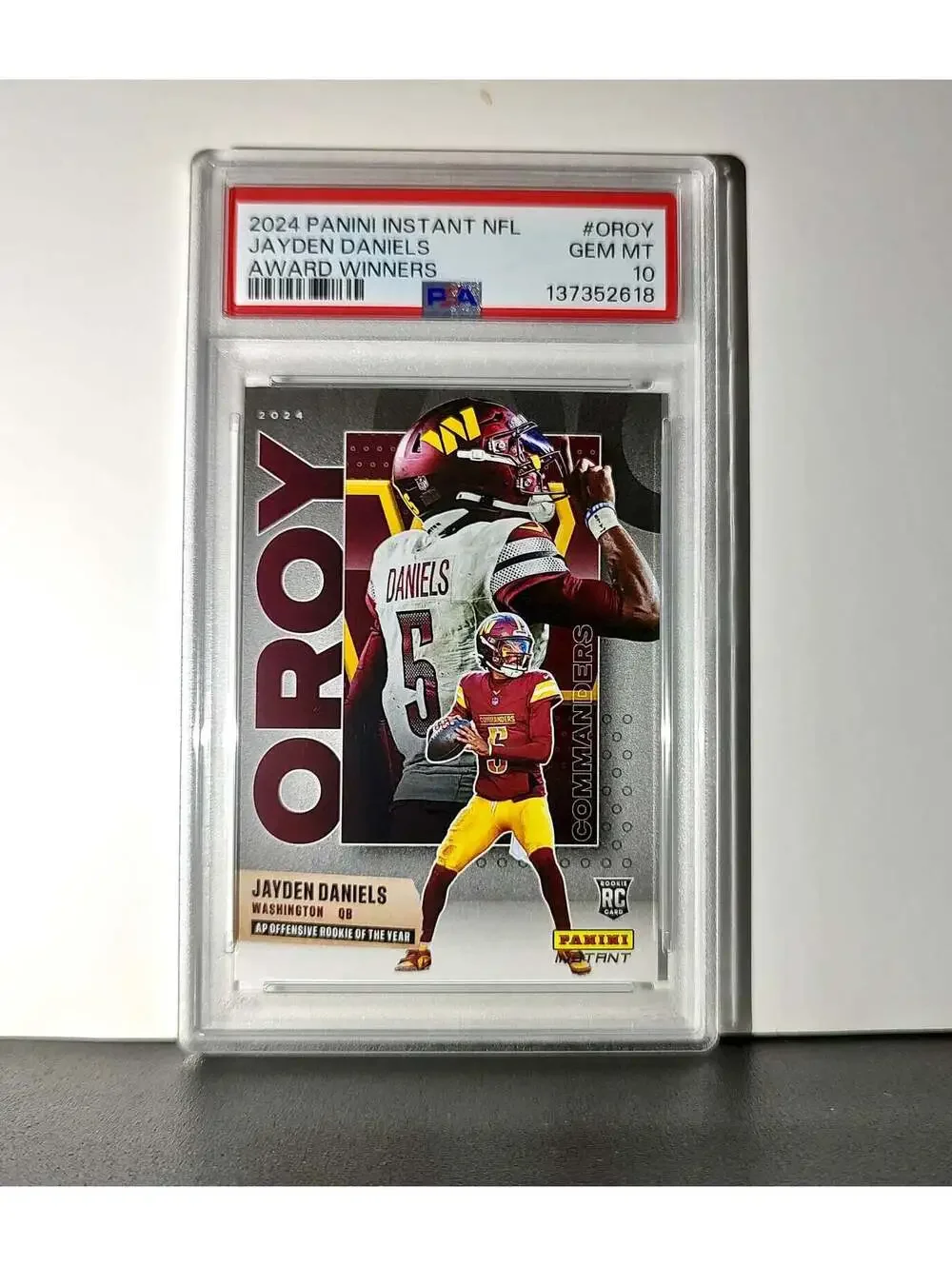 Jayden Daniels 2024 Panini NFL AP Offensive Rookie of the Year Commanders PSA 10